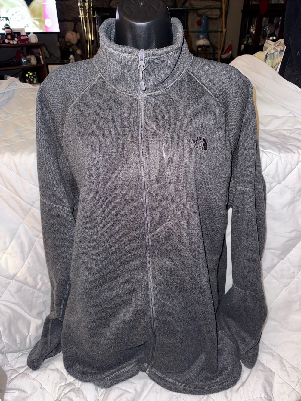 The North Face Gray Full-Zip Sweater Fleece Jacket